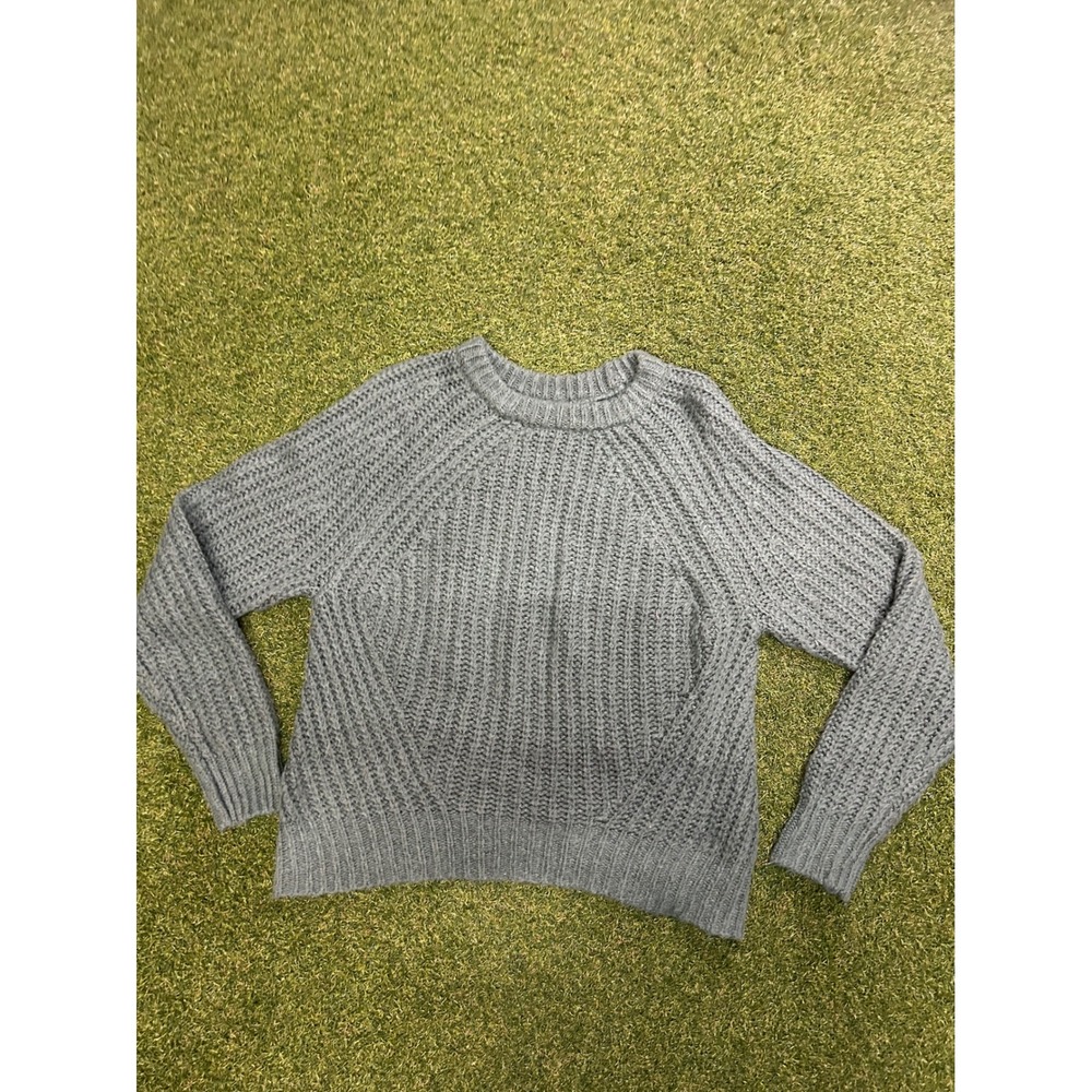 A New Day Womens Ribbed Crewneck Raglan Sweater Sage Green Size M